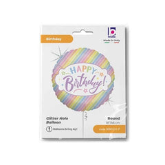 Palloncino in foil 18" happy birthday "pastel birthday"