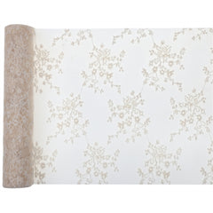 Runner in tulle ricamato avorio – 25 cm × 2,5 m