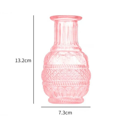 Mini vaso bottiglia rosa vintage in vetro h. 13,2 cm