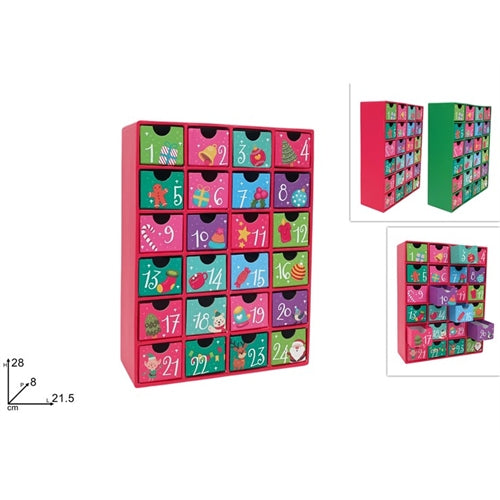 Calendario dell’avvento con 24 cassettini – h 28 cm