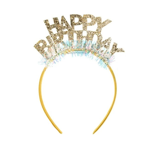 Fascia per capelli "buon compleanno", 14,5x19 cm, oro