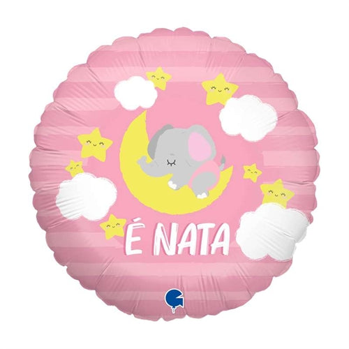 Mylar nascita rosa " e'' nata " elefante 18" tondo