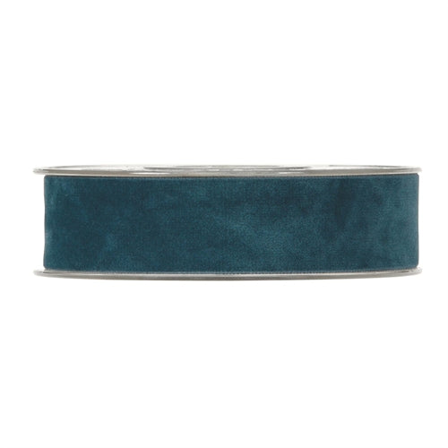 Nastro decorativo in velluto blu petrolio – 25 mm x 7 m