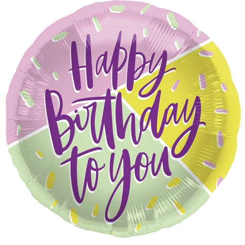 Palloncino foil tondo 18" happy birthday multicolor
