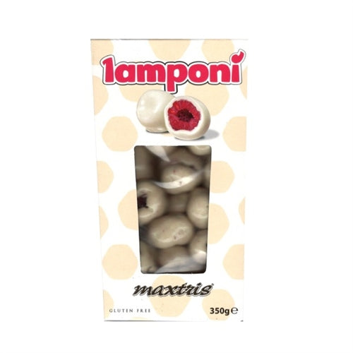 Lamponi ricoperti cioccolato bianco, bianchi