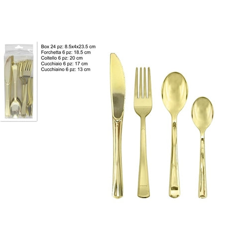 Set posate monouso oro – 24 pezzi