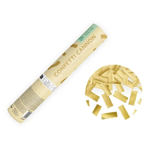 Cannone lancia coriandoli, strisce dorate, 20cm