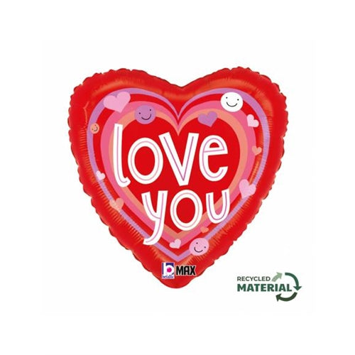 Mylar cuore 18" love you con smile