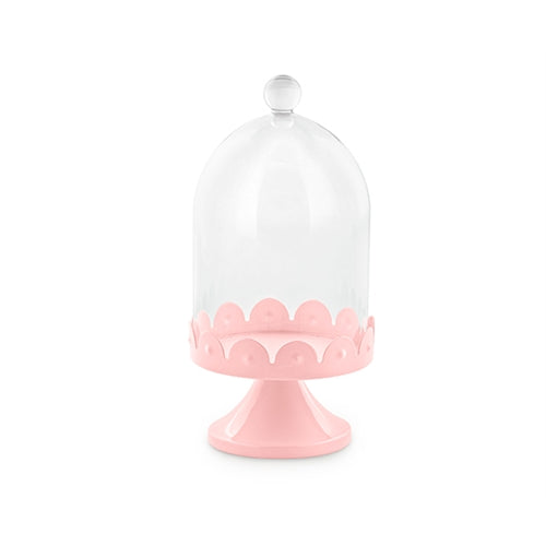 Alzatina con vetro rosa d.105x h. 22 cm