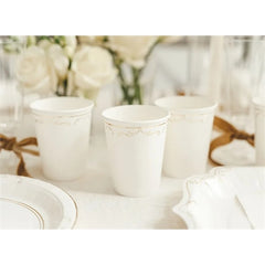 Bicchieri di carta con decorazione, bianchi, 220 ml (1 confezione / 6 pezzi)