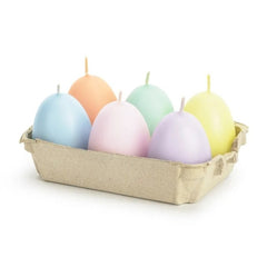 Candele a forma di uova 6 pz, mix, 7 cm