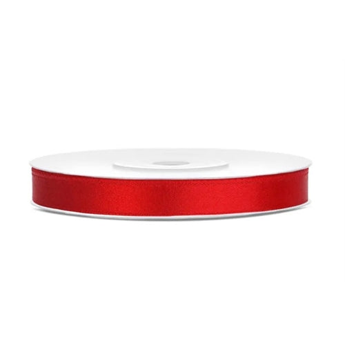 Nastro di raso rosso, 6 mm/25 m