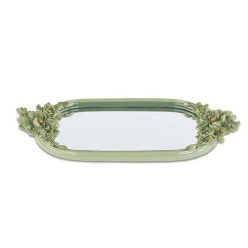 Vass.specchio fiori verdi/oro 425x240 mm
