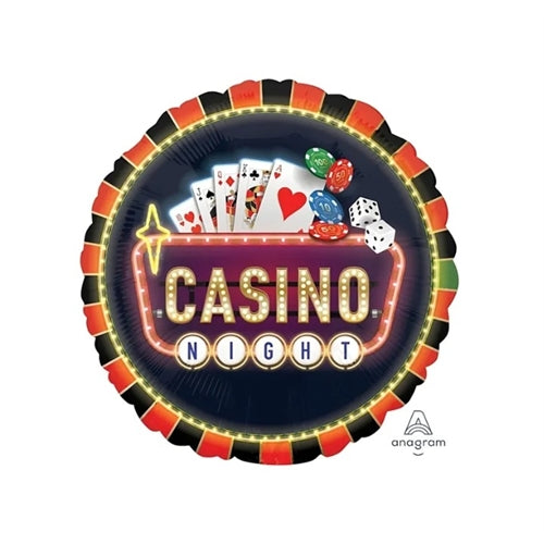 Mylar casino night tondo 18"