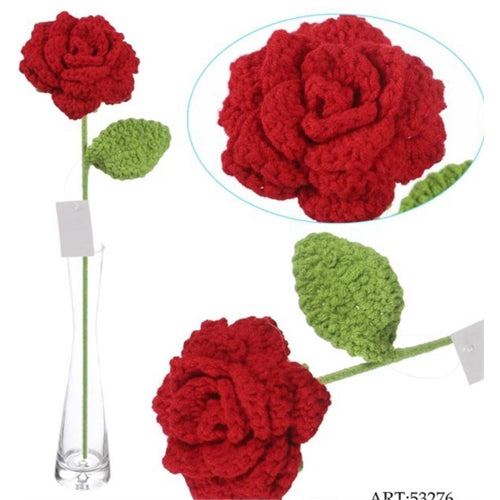 Rosa rossa uncinetto h. 41 cm