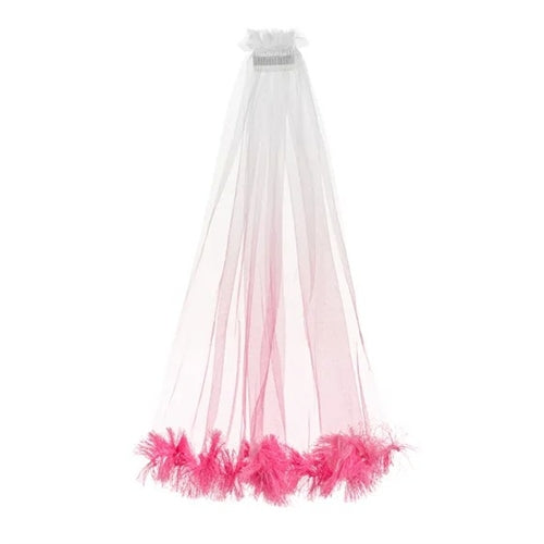 Velo con frange, rosa, 69 cm