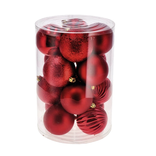Set 16 palline natale rosse diam. 8 cm