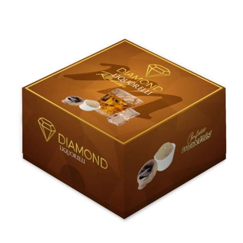 Liquorelli diamond con cioccolato al latte ripieni di liquore al gusto rhum 500 gr