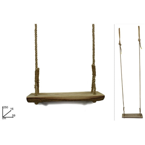 Altalena legno tronco corde juta