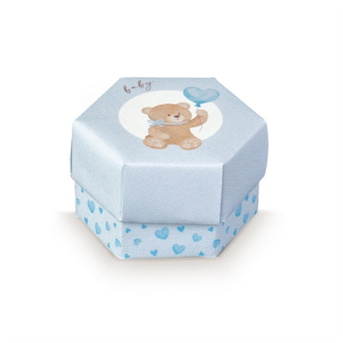 Scatolina esagonale little bear celeste con  divisori 60 mm40 mm