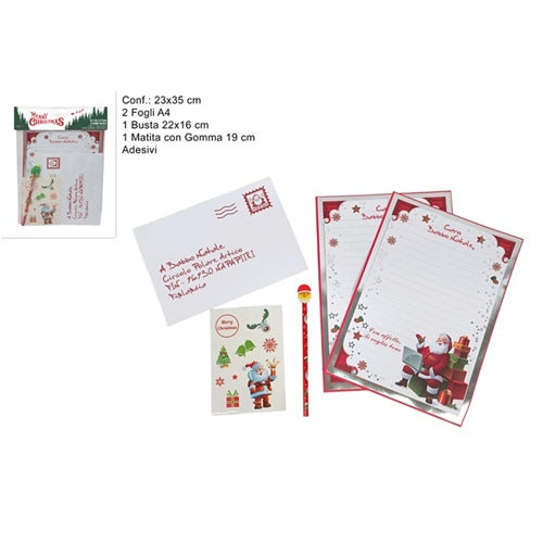 Set letterina per babbo natale con busta, matita e adesivi