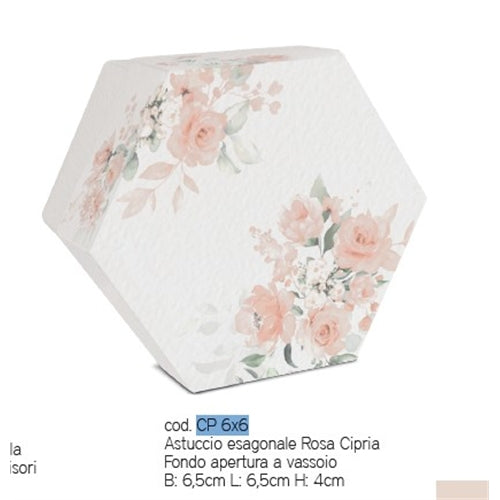 Astuccio esagonale cipria 6,5 x 6,5 x 4 cm
