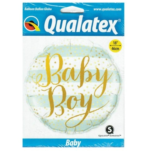 Mylar qualatex baby boys strisce e pois 18"
