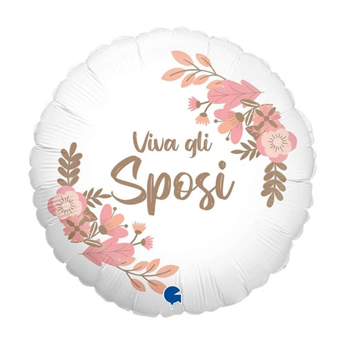 Mylar tondo viva gli sposi 18" grabo