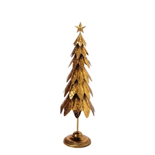 Albero di natale decorativo dorato con stella – h 83 cm