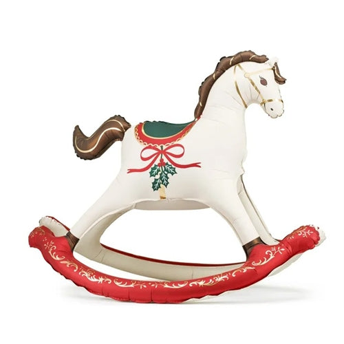 Palloncino in foil a forma di cavallo a dondolo natalizio, 118x104 cm, mix