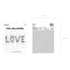 Palloncino foil love, 140x35cm, argento