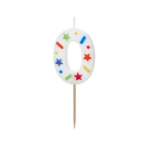 Candela di compleanno numero, coriandoli bianchi, 5,5 cm