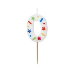 Candela di compleanno numero, coriandoli bianchi, 5,5 cm