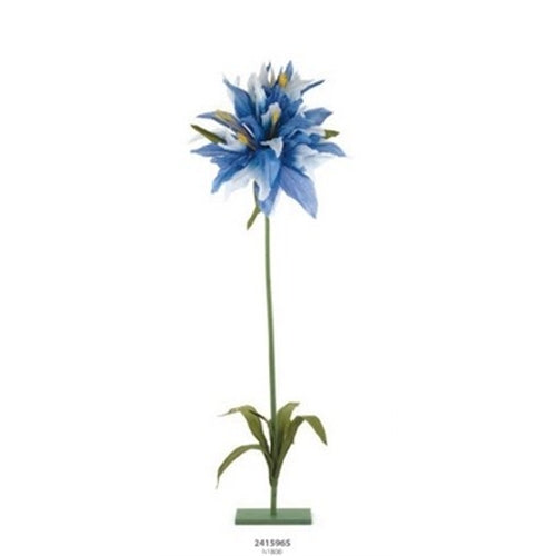 Base c/1 fiore in carta blu h.1800