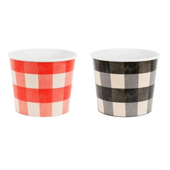 Secchielli per snack motivo a quadri, 14 cm, mix (1 confezione / 2 pezzi)
