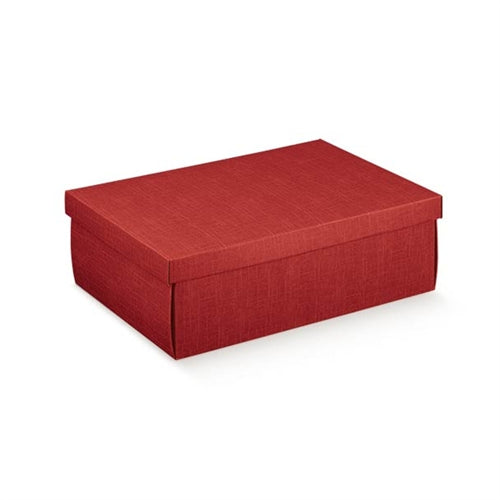Scatolina con coperchio seta bordeaux 380x260x130