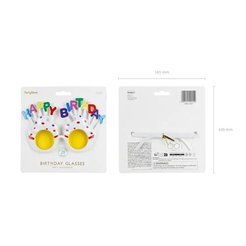 Occhiali cupcake buon compleanno, 18,5x11,5 cm, bianco
