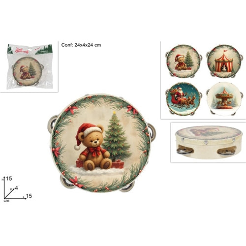 Tamburello natalizio decorativo – ø 15 cm