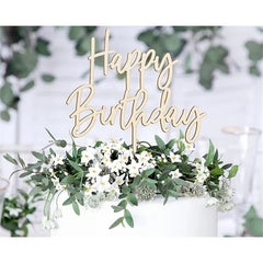 Cake topper in legno happy birthday 16.5 cm