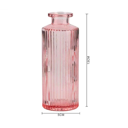 Bottiglia vaso in vetro rigato h. 13 cm