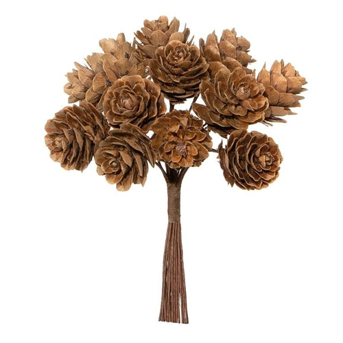 Pick decorativo con pigne naturali – h 11 cm