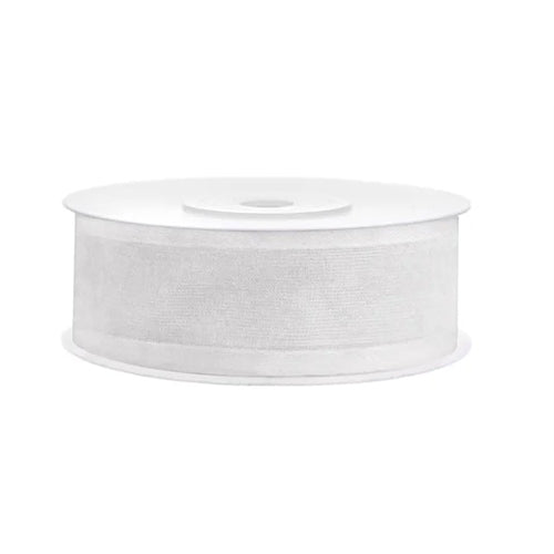 Nastro in chiffon, bianco, 25 mm/25 m (1 pz. / 25 ml)