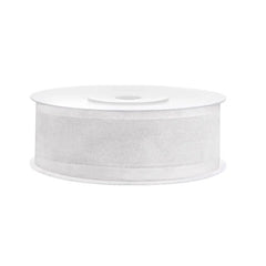 Nastro in chiffon, bianco, 25 mm/25 m (1 pz. / 25 ml)