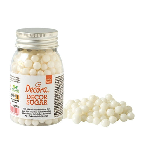 Perle di zucchero 7  mm bianco brillante 100 gr