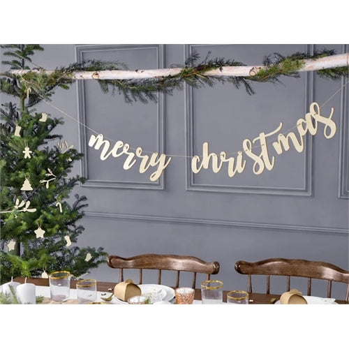 Striscione in legno buon natale, 87x17cm