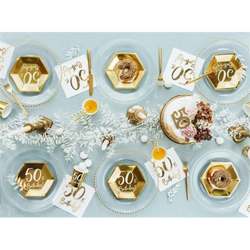 Piatti compleanno, oro, 20 cm (1 confezione / 6 pezzi)