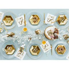 Piatti compleanno, oro, 20 cm (1 confezione / 6 pezzi)