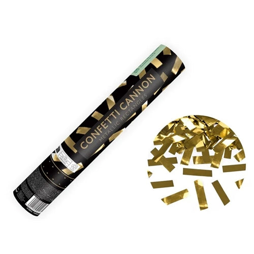 Cannone lancia coriandoli, oro, 28cm