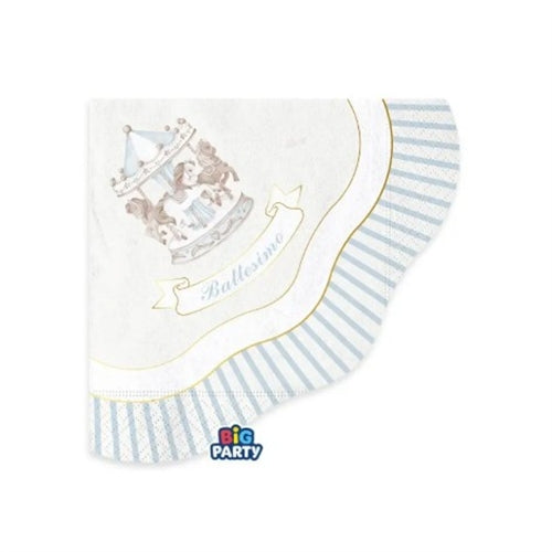 16 tovaglioli 25x25 cm battesimo carillon celeste