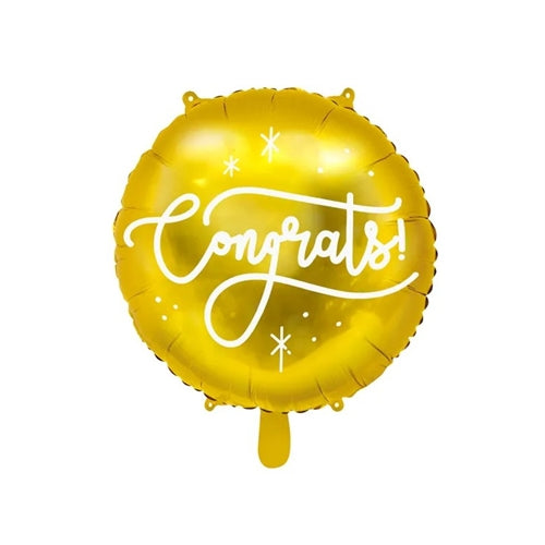 Palloncino in lamina con la scritta "congratulazioni!", 35 cm, oro.